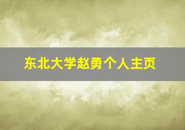 东北大学赵勇个人主页