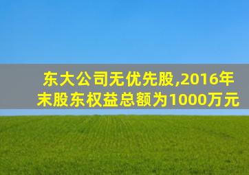 东大公司无优先股,2016年末股东权益总额为1000万元