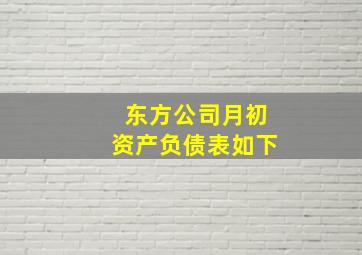 东方公司月初资产负债表如下