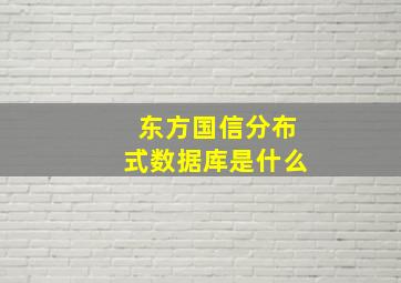 东方国信分布式数据库是什么