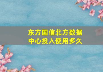 东方国信北方数据中心投入使用多久