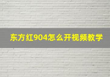 东方红904怎么开视频教学