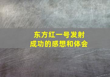 东方红一号发射成功的感想和体会