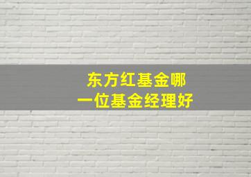 东方红基金哪一位基金经理好