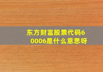 东方财富股票代码60006是什么意思呀