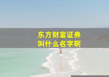 东方财富证券叫什么名字啊