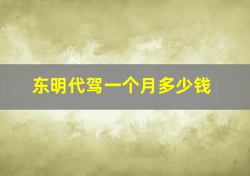 东明代驾一个月多少钱