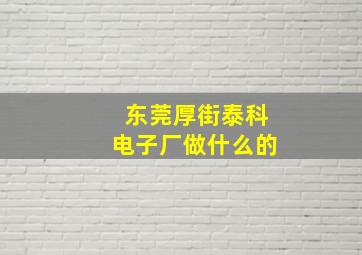 东莞厚街泰科电子厂做什么的