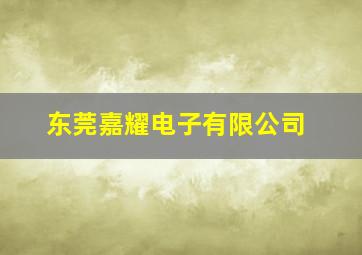 东莞嘉耀电子有限公司