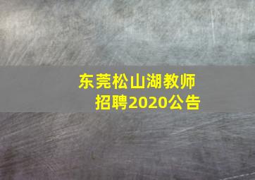 东莞松山湖教师招聘2020公告