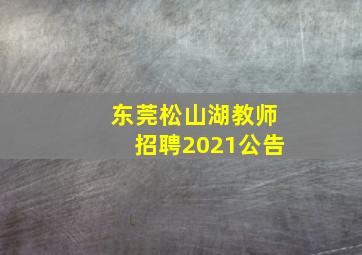 东莞松山湖教师招聘2021公告