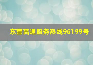 东营高速服务热线96199号