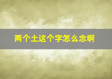 两个土这个字怎么念啊