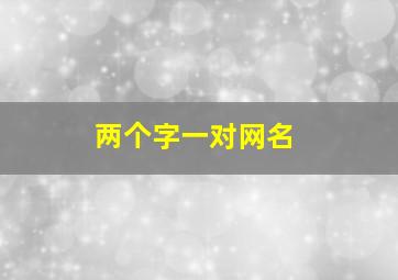 两个字一对网名