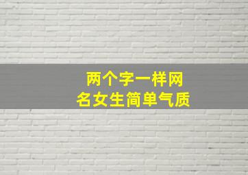 两个字一样网名女生简单气质