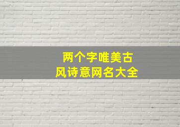 两个字唯美古风诗意网名大全