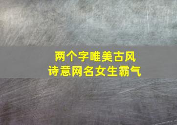 两个字唯美古风诗意网名女生霸气