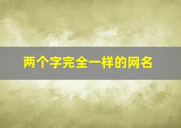 两个字完全一样的网名