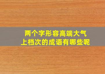 两个字形容高端大气上档次的成语有哪些呢