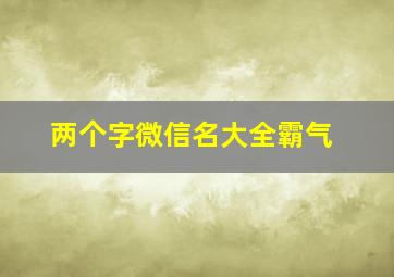 两个字微信名大全霸气