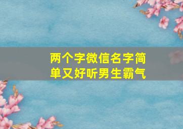 两个字微信名字简单又好听男生霸气