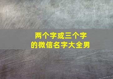 两个字或三个字的微信名字大全男