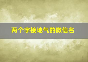 两个字接地气的微信名