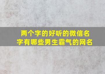 两个字的好听的微信名字有哪些男生霸气的网名