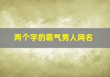 两个字的霸气男人网名