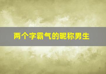 两个字霸气的昵称男生