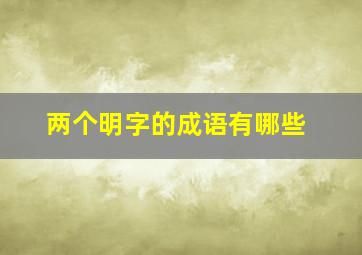 两个明字的成语有哪些