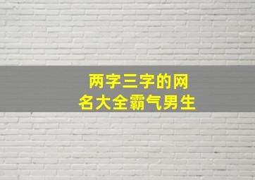 两字三字的网名大全霸气男生