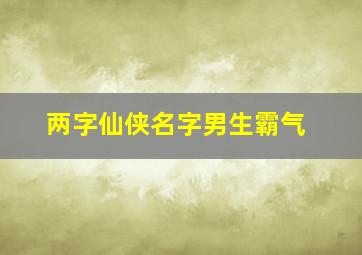 两字仙侠名字男生霸气