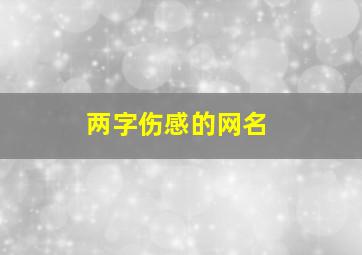 两字伤感的网名