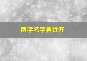 两字名字男姓齐