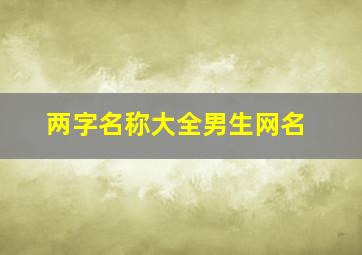 两字名称大全男生网名