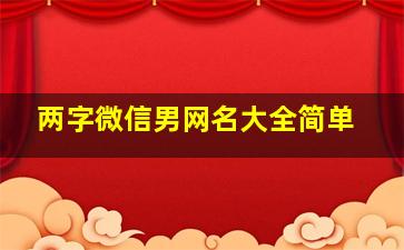 两字微信男网名大全简单