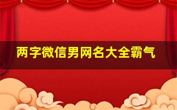 两字微信男网名大全霸气