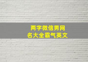 两字微信男网名大全霸气英文