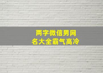 两字微信男网名大全霸气高冷