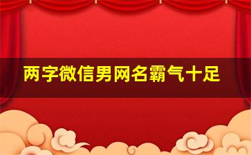 两字微信男网名霸气十足