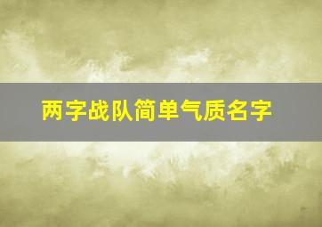 两字战队简单气质名字