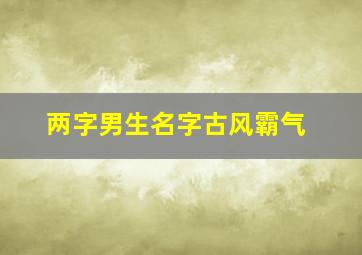 两字男生名字古风霸气