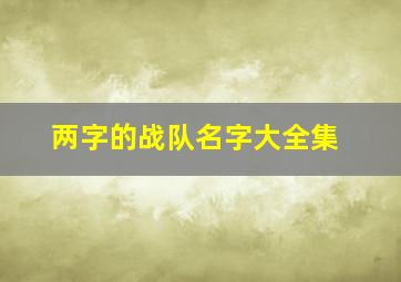 两字的战队名字大全集