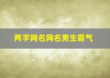 两字网名网名男生霸气