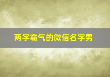 两字霸气的微信名字男