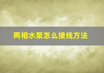 两相水泵怎么接线方法