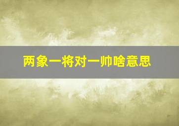 两象一将对一帅啥意思