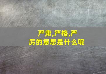 严肃,严格,严厉的意思是什么呢