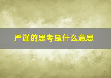 严谨的思考是什么意思